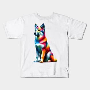 Colorful Abstract Chinook Dog Artistic Splash Portrait Kids T-Shirt